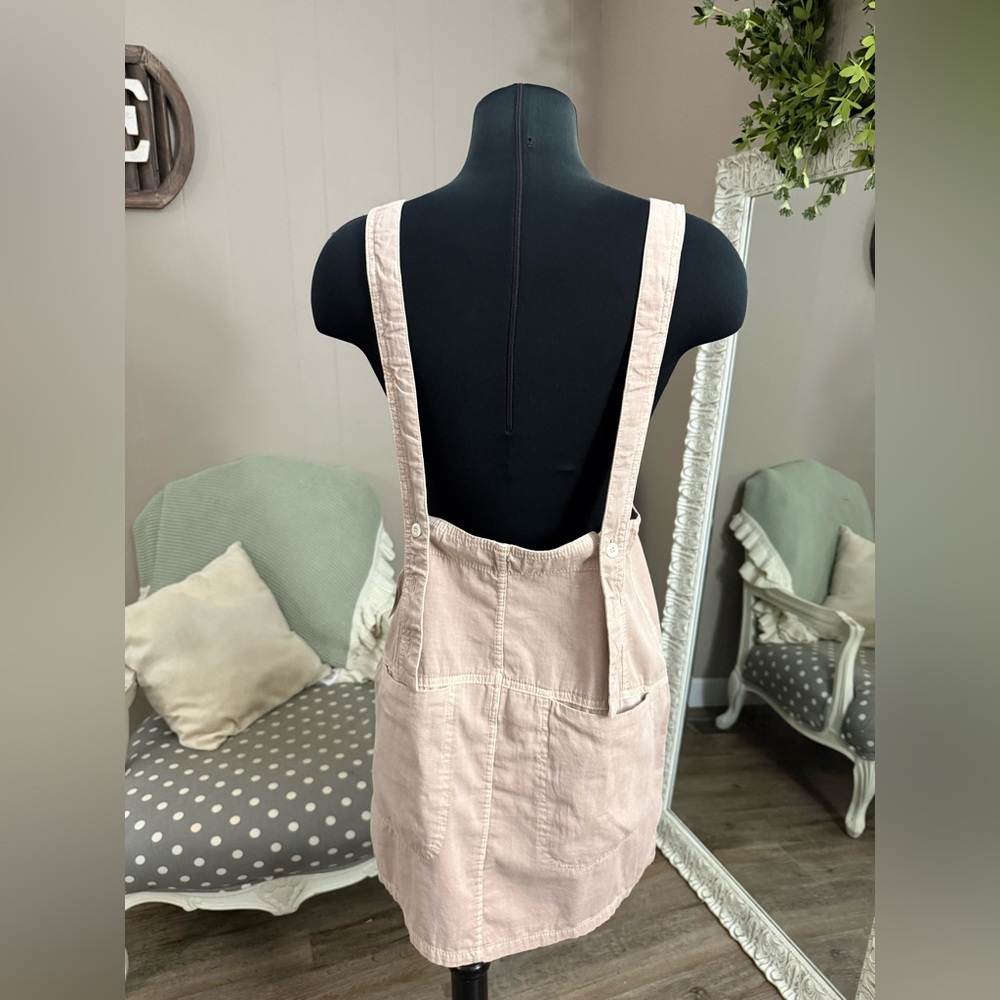 Free People • Suspender Skirt Mini Button Front Utility Beige NWT Size 10 - Picture 15 of 15